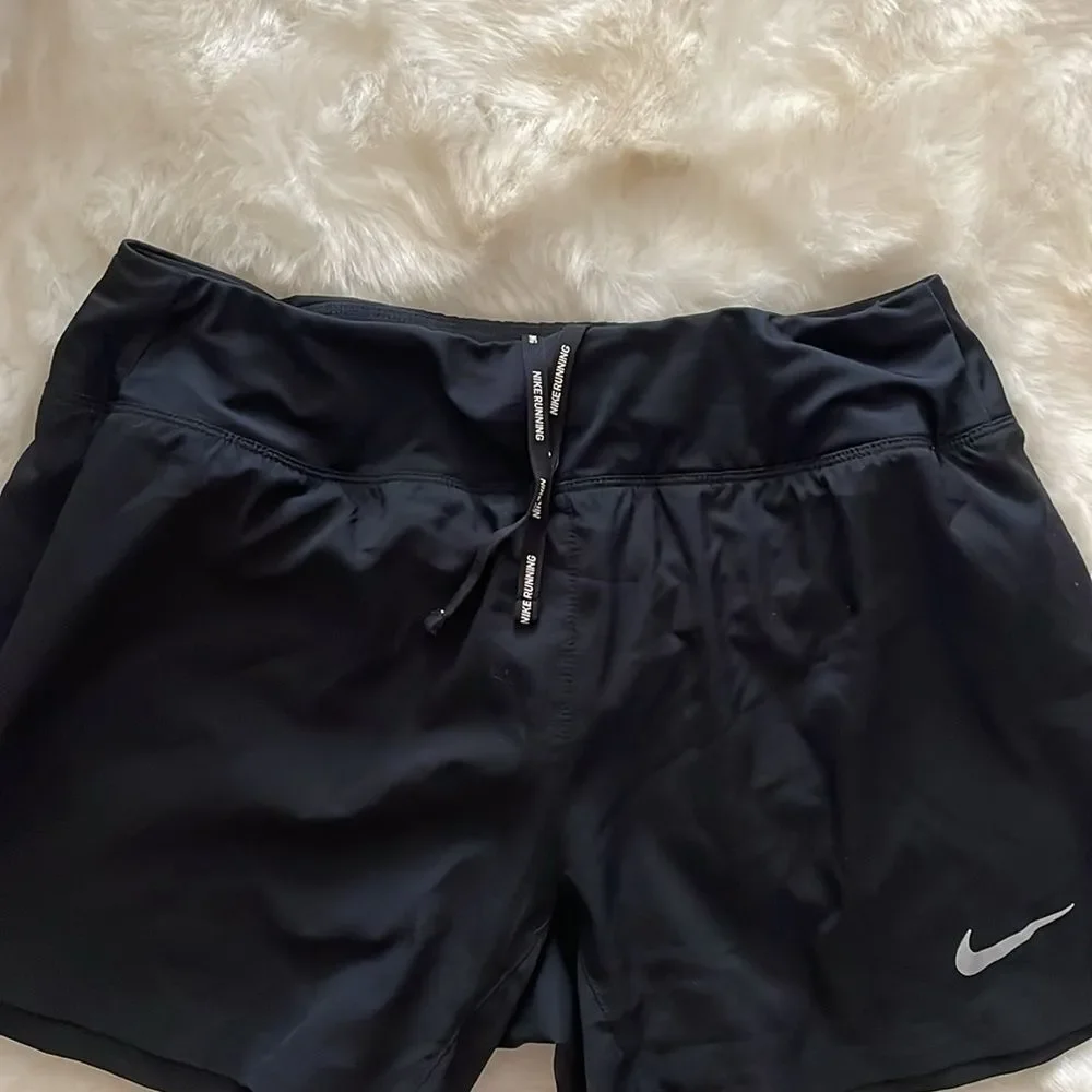 Nike Womens Black White Flex Dri Fit Shorts Size Small S pocket Quick Dry Long